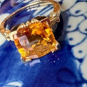 14K gold faceted premium natural Vintage Citrine Ring size 5.75